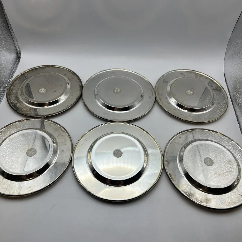 Set of 6 Vintage Godinger Silver Plate Grapevine Wine Coasters 5